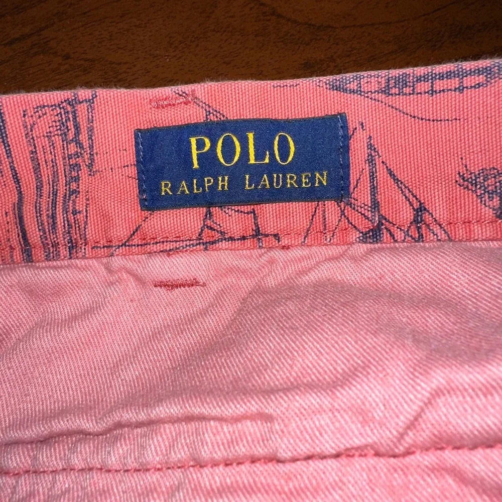 Polo Ralph Lauren Mens 38 Shorts Salmon Pink Nautical Sailboat Canvas Chino Boat